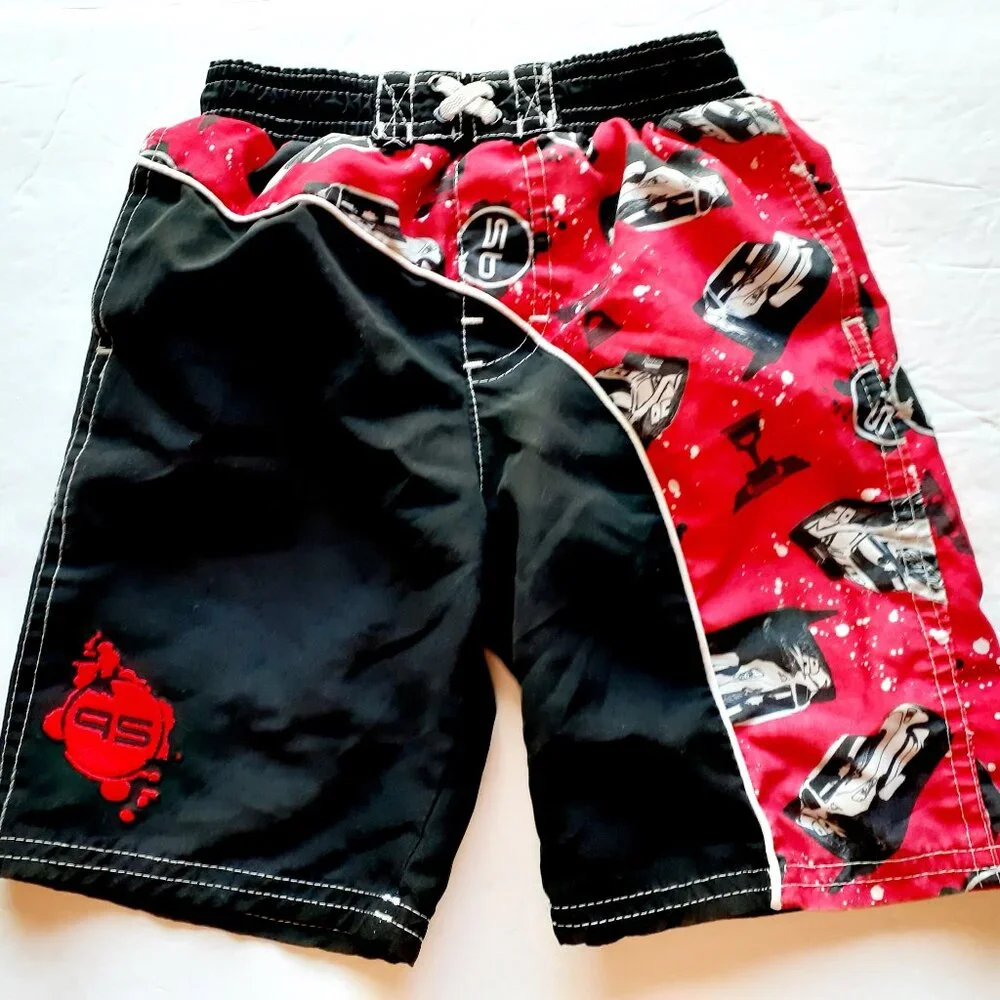 Cars Boys Swim Trunks Lightning McQueen Swimsuit Red Black 3T